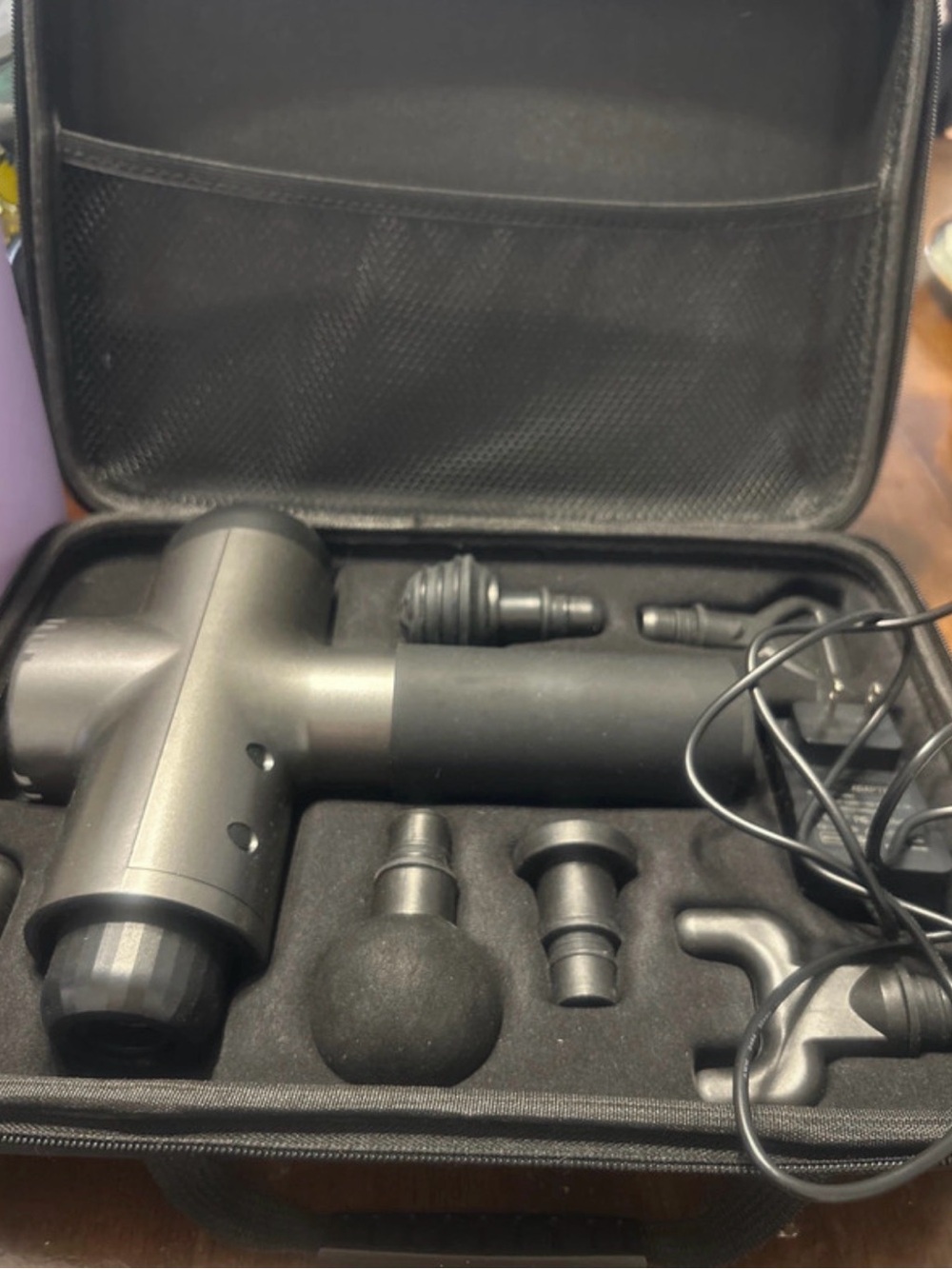 Percussion Massage Gun with 6 Attachments - Matte Black